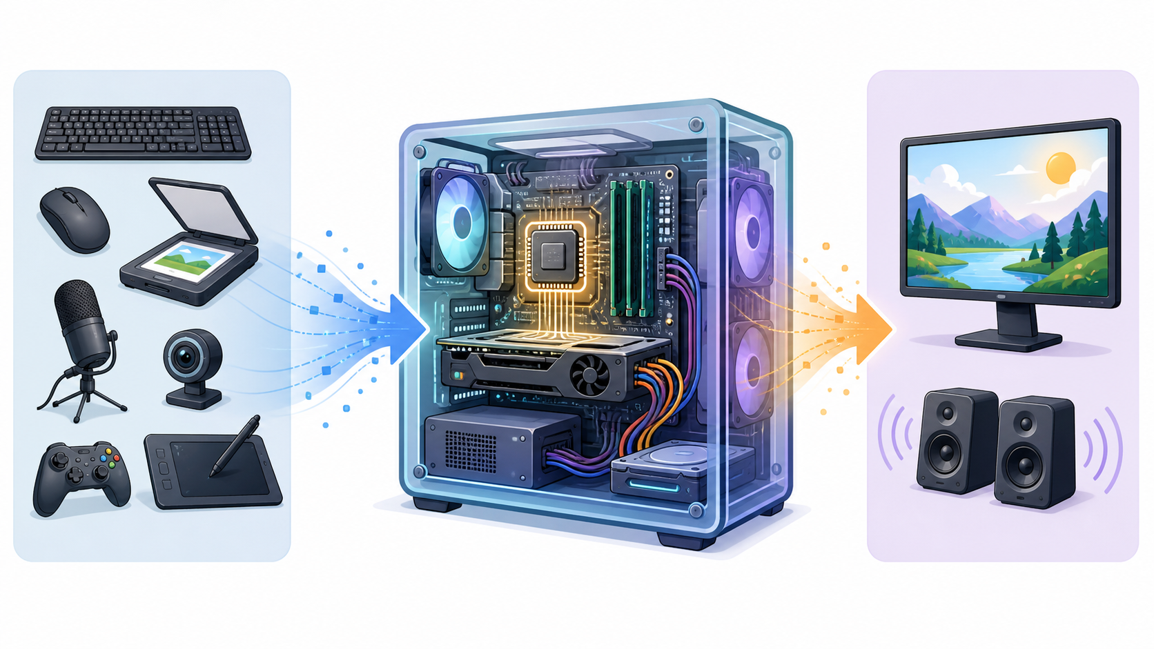 Eingabe, Verarbeitung und Ausgabe in einem Computersystem