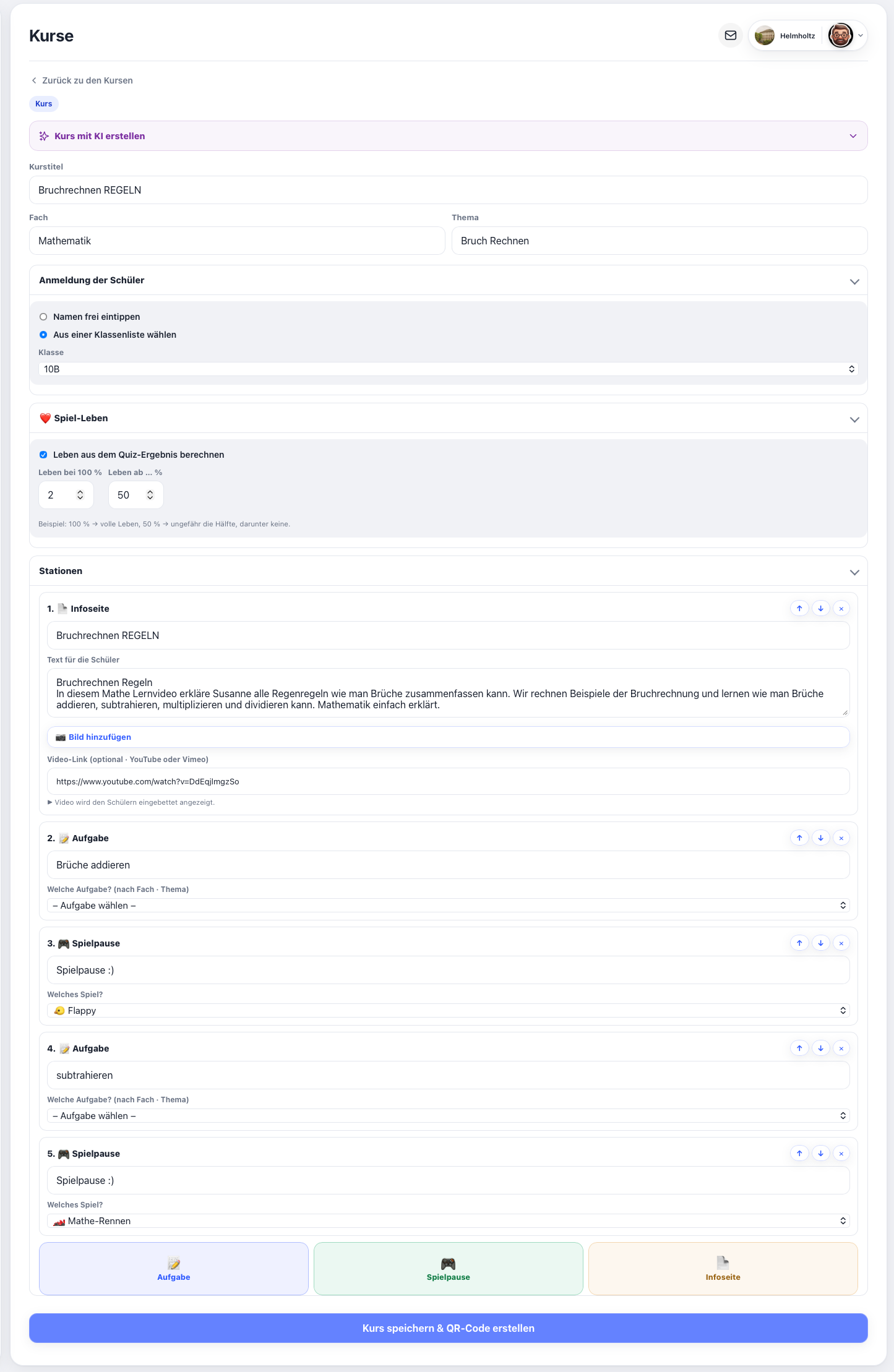 Lernpfad mit Stationen